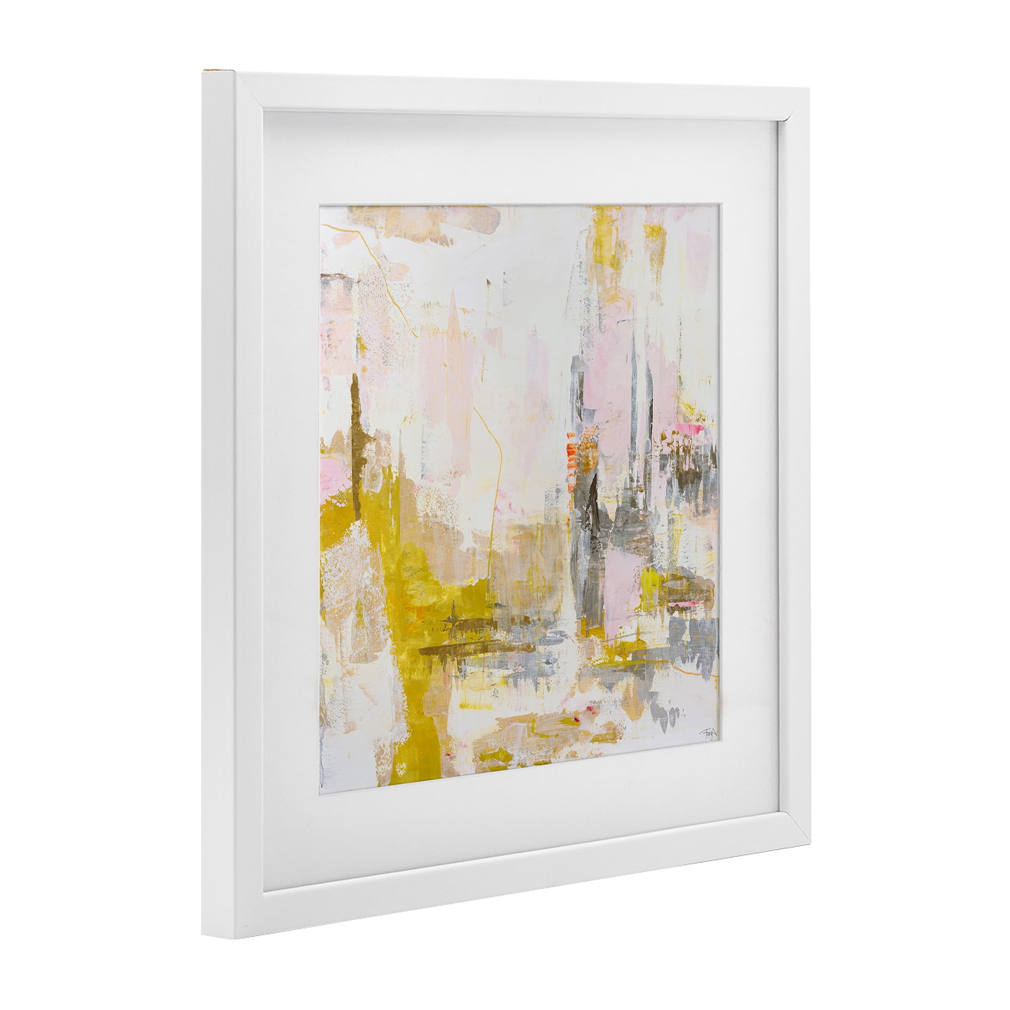 Stupell Industries New Age Yellow Abstract White Framed Print Under Glass, design by Design Fabrikken