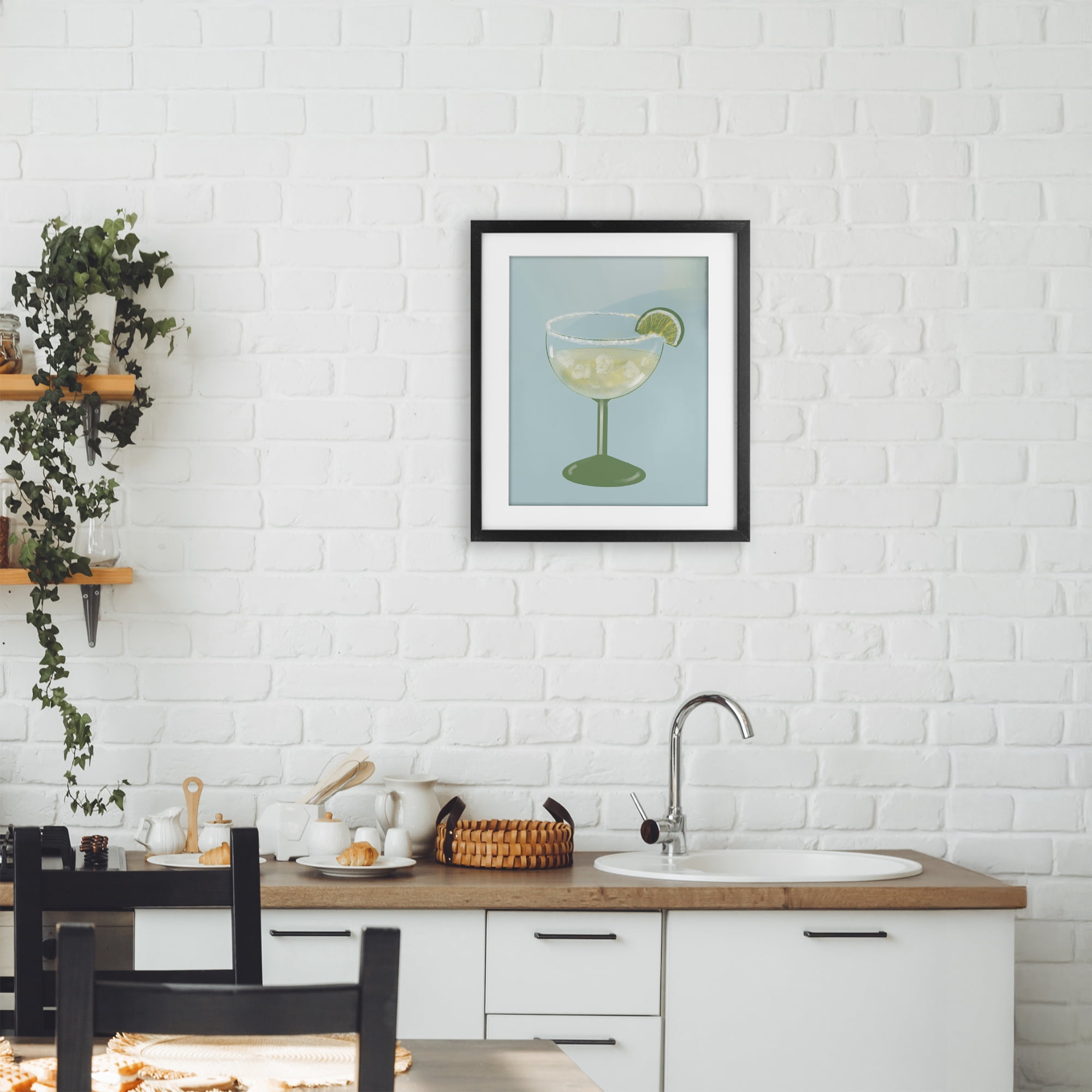 Stupell Industries Margarita Glass over Blue Black Framed Print Under Glass, design by Robin Maria
