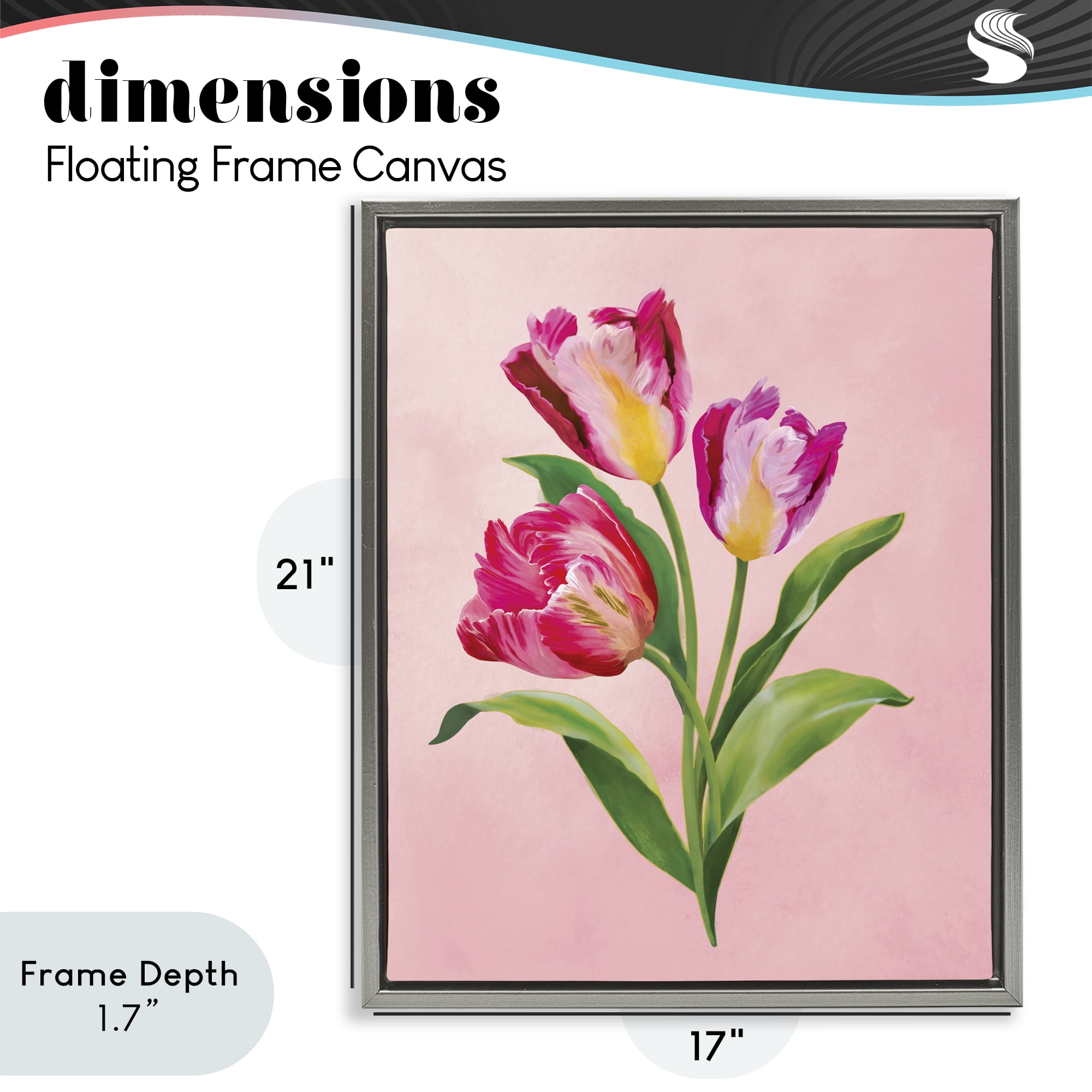 Stupell Industries Vibrant Magenta Tulips Gray Framed Floater Canvas Wall Art, design by Diane Neukirch