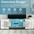thumbnail image 3 of Unique Shape TV Stand with 2 Illuminated Glass Shelves, High Gloss Entertainment Center for TVs Up to 80", Versatile TV Cabinet with LED Color Changing Lights for Living Room, Grey 16AAE, 3 of 9