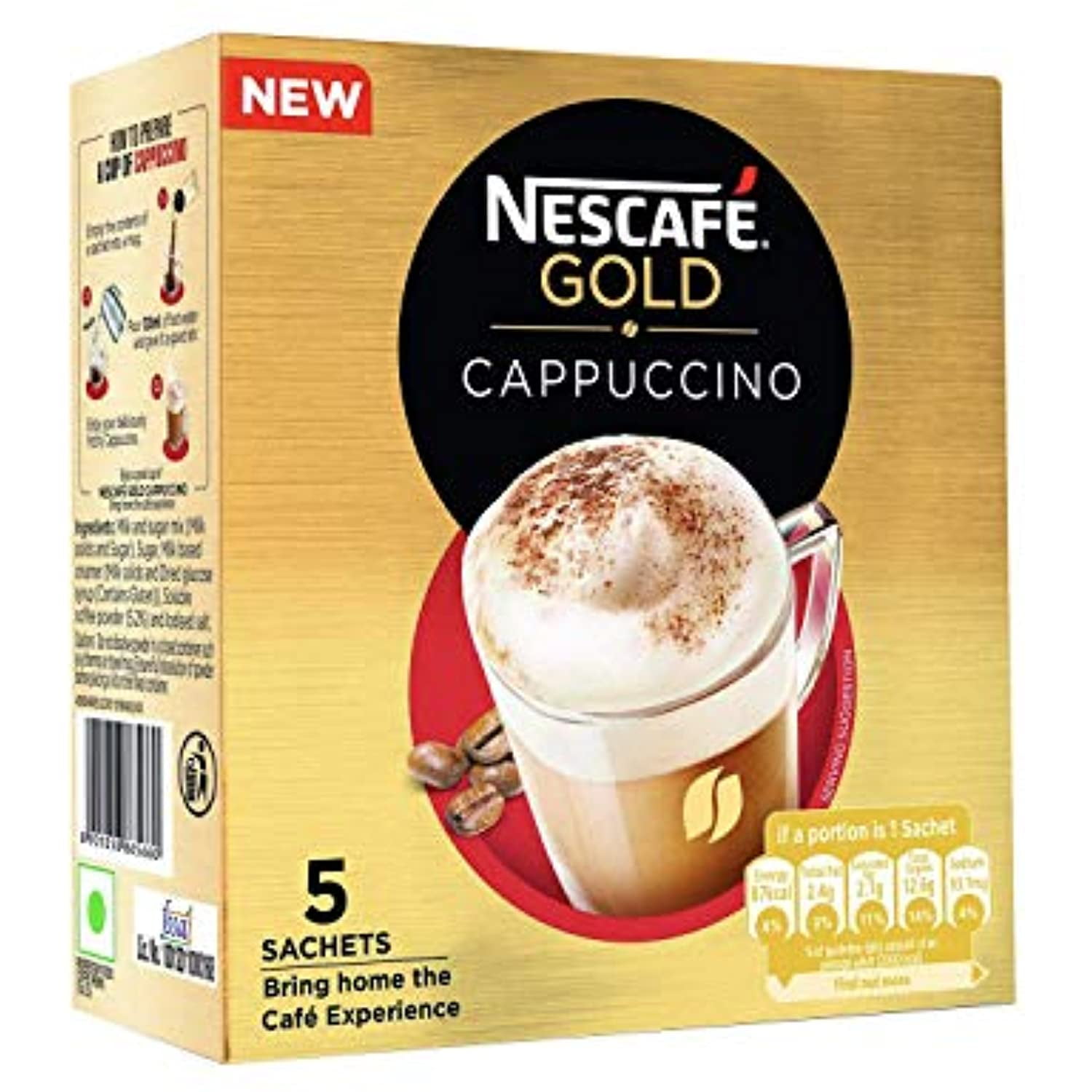 Nescafe Cappuccino Instant Coffee Premix, 25 Grams Pack Of 5 India