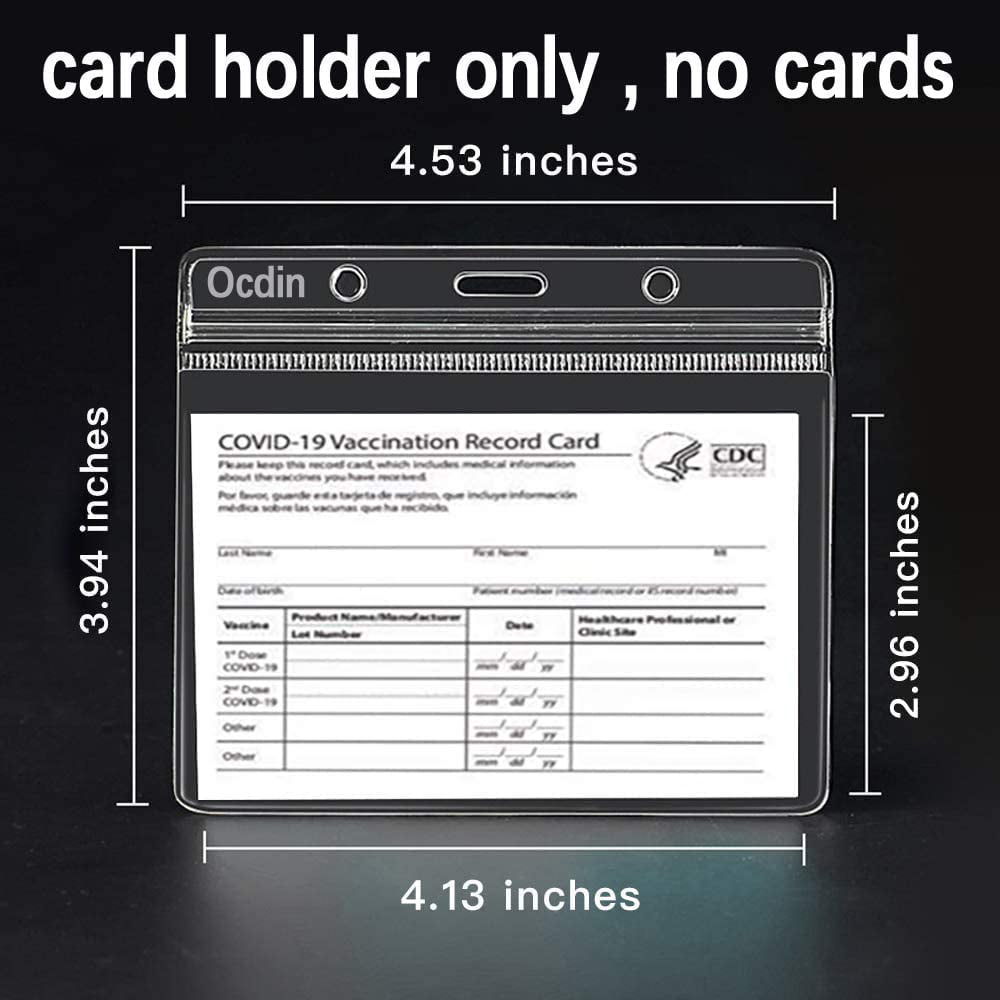 Immunization Vaccinate Record Cards Plastic Holder for Badge Record ID Card Name Tag 10-Pack Scratchproof Vaccine Card Holder CDC Vaccination Card Protector 4 × 3 Inches 
