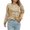 Khaki, variant on Herrnalise Women's Knitted Crop Tops Casual Sexy Fashion Solid Color Long Sleeve Round-Neck Ruched Pullover Blouse Tops Pullover Jumper Sweaters