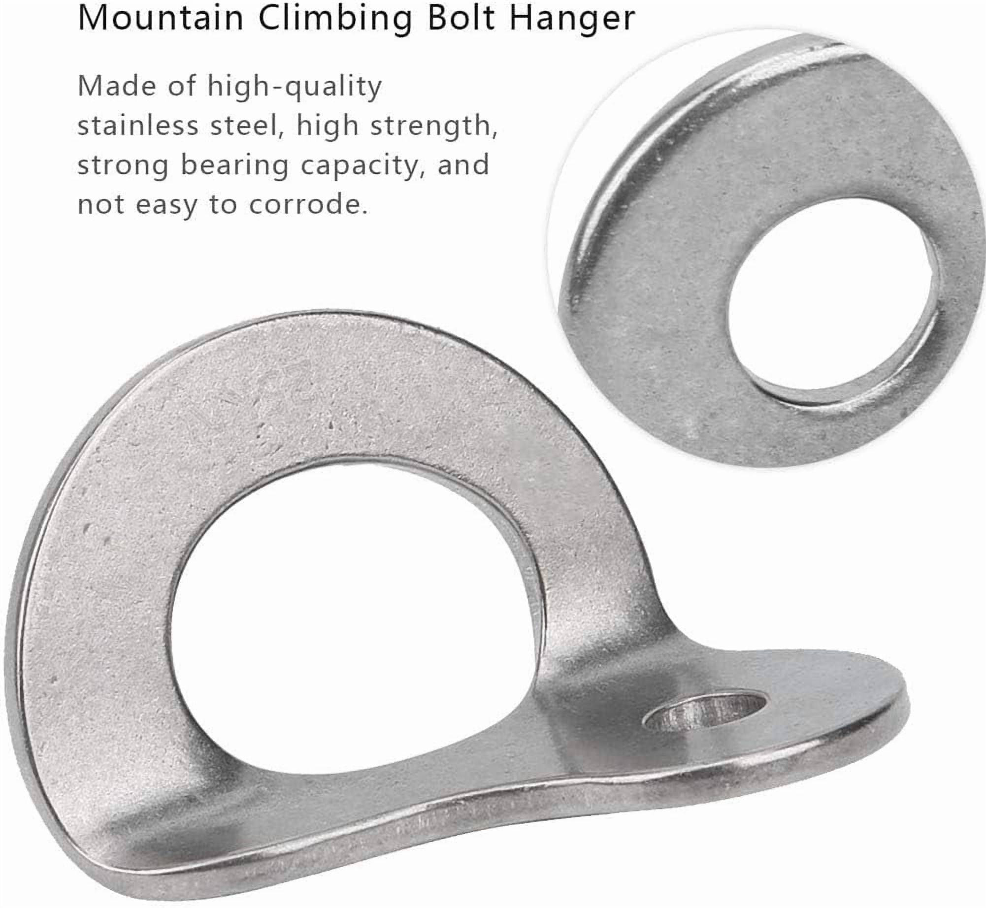 ABCISI Bolt Hanger, 2Pcs 304 Stainless Steel Bolt Hanger Outdoor Caving Protection Hardware Accessory for Outdoor Mountain Climbing, M8