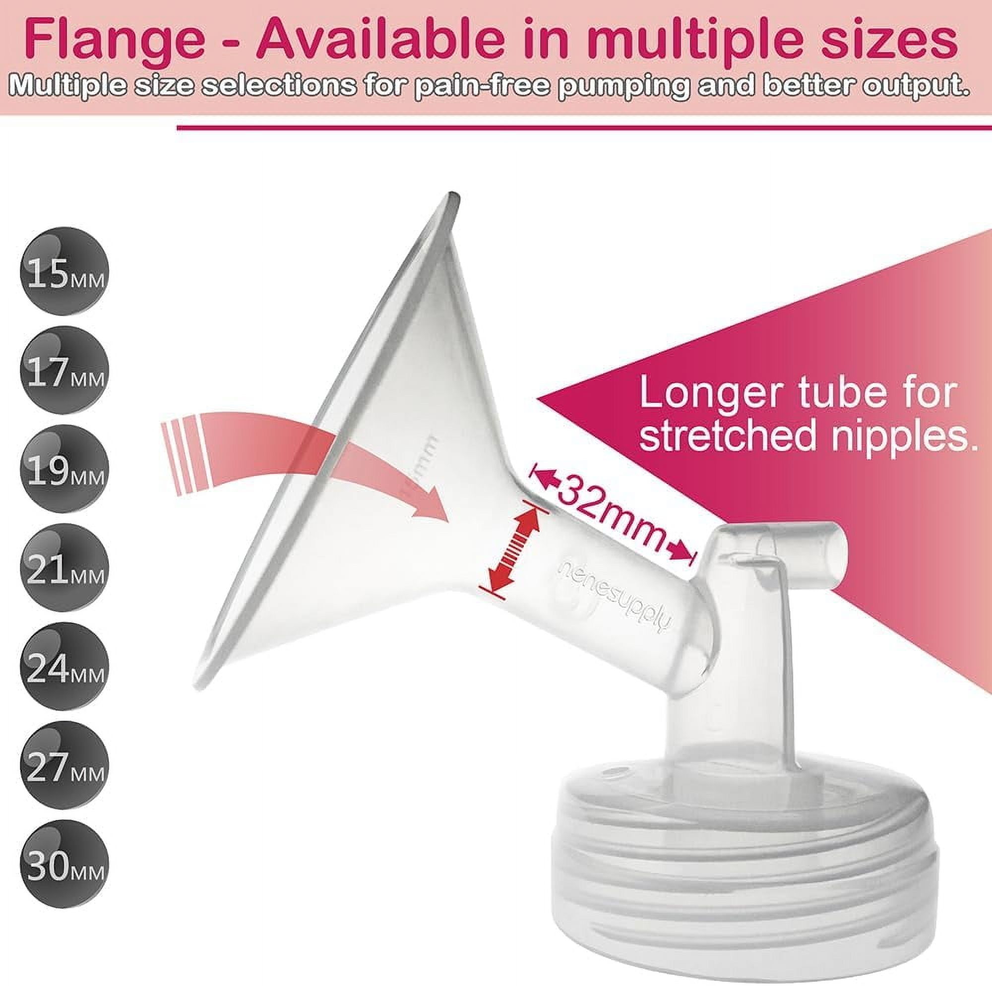 Nenesupply 21mm Flange Pump Parts Compatible with Spectra S2 S1 Breast Pumps Replacement Kit for Spectra Pump Parts S2 Parts S2 Accessories Include Flange Duckbill Valve Backflow Protector Bottles