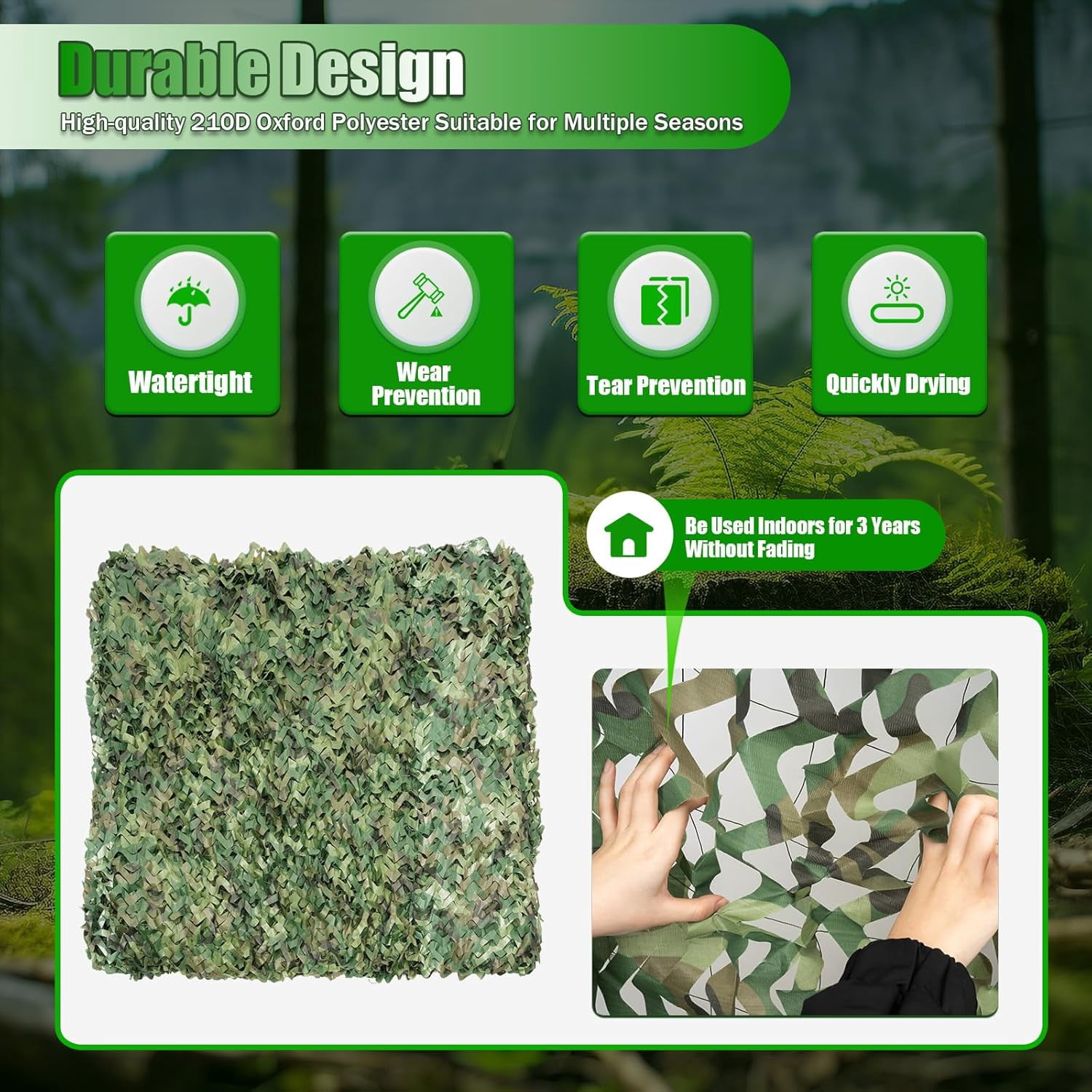 Miumaeov Camouflage Netting,19.69*26.25ftWoodland Camo Netting Camping Military Hunting Camouflage for Car-Covering Bird Watching