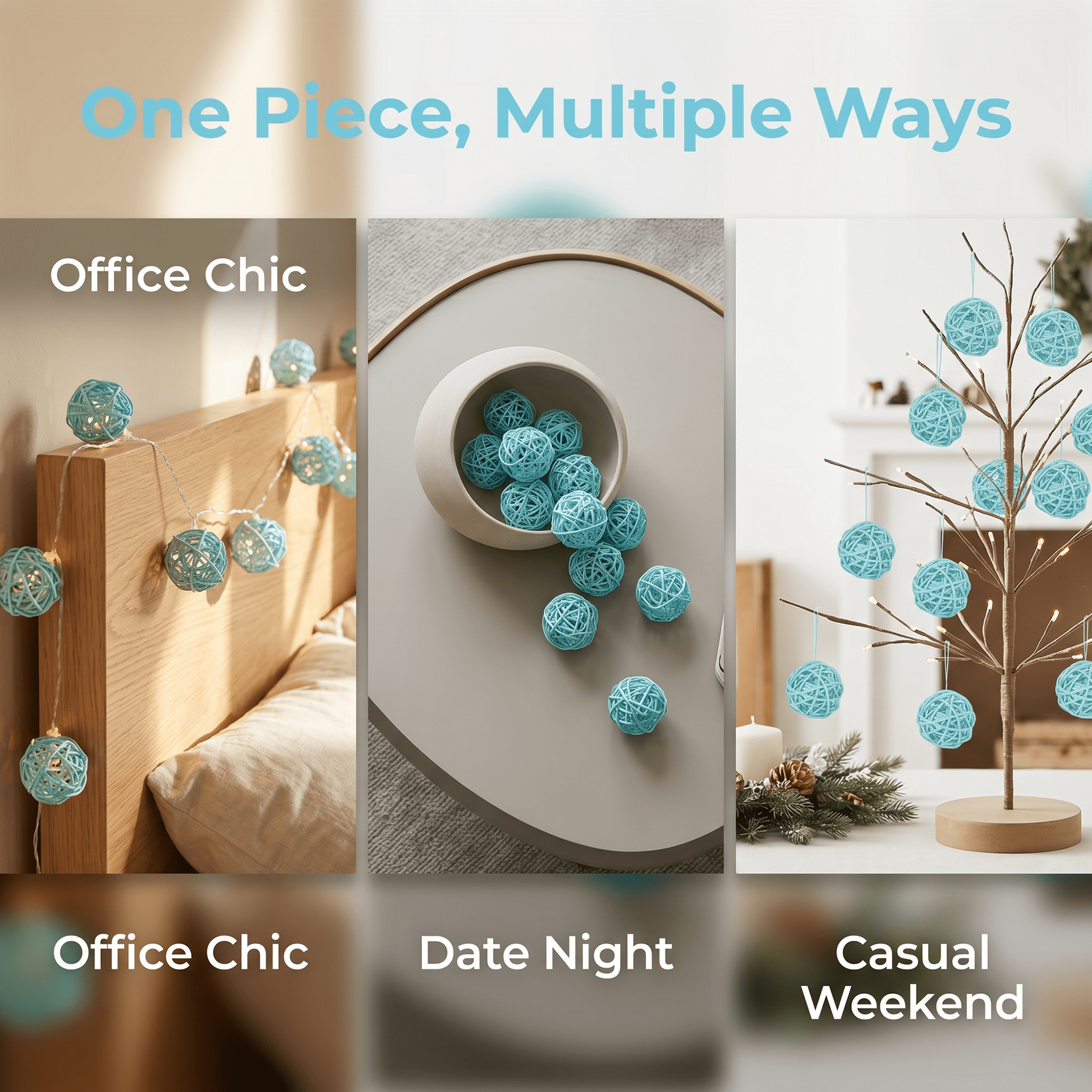 Unique Bargains 10Pcs Rattan Balls for Lights Wicker Spheres Orbs Light Blue 2"x2"x2"