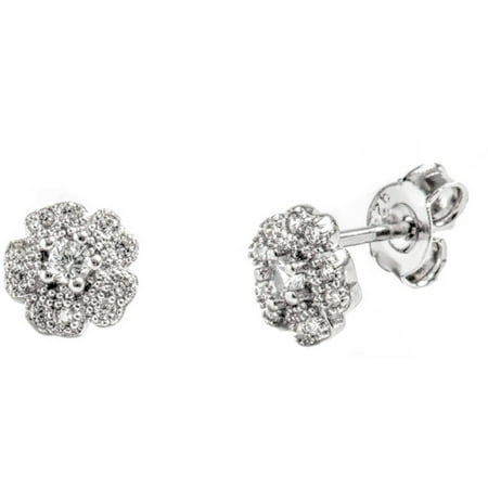 Pori Jewelers Cz Sterling Silver Flower Stud Earrings Pori Jewelers Cz Sterling Silver Flower Stud Earrings