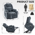 thumbnail image 6 of Greenpod Power Lift Recliner Chair with Heat and Massage for Elderly, Chenille Electric Reclining Sofa for Living Room with USB Port, Cupholders, Side Pocket, Blue, 6 of 11