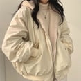 thumbnail image 3 of Winter Women Jacket - Thickened Fleece Lined Double-sided Wearing Hooded with Pockets Windproof Heat Retention, 3 of 8