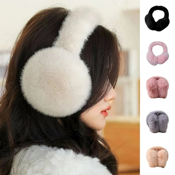 Unisex Faux Fur Earmuffs Winter Foldable Ear Warmers for Outdoor Cold Protection