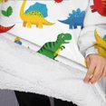 thumbnail image 3 of Oversized Wearable Blanket Hoodie,Colorful Dinosaurs Leaves Pattern Sherpa Blanket Hoodie with Super Pockets,Super Warm Fuzzy Pullover for Women & Men, 3 of 6