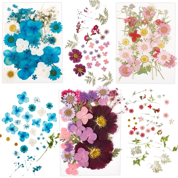 Pcapzz 104Pcs Pressed Dried Flowers Set Real Natural Pressing Floral Leaves DIY Multipurpose Real Pressed Flowers Dry Leaves Kit for Crafts Resin Mold Candle Making Scrapbooking