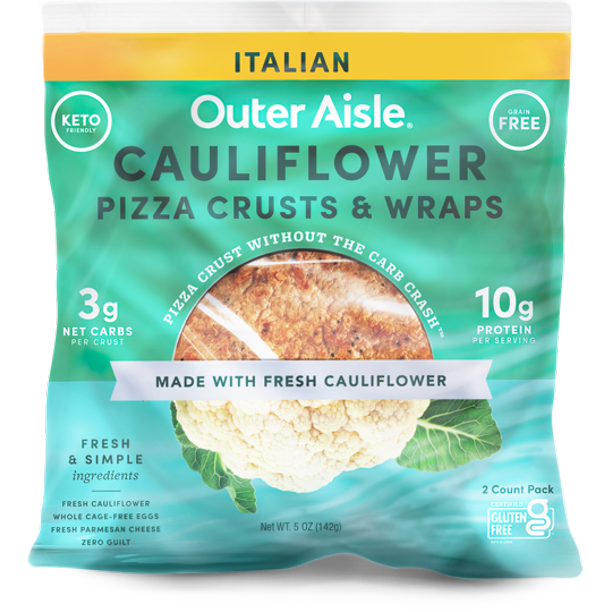 Outer Aisle Cauliflower Italian Pizza Crust, 5 oz, 2 Count (Frozen