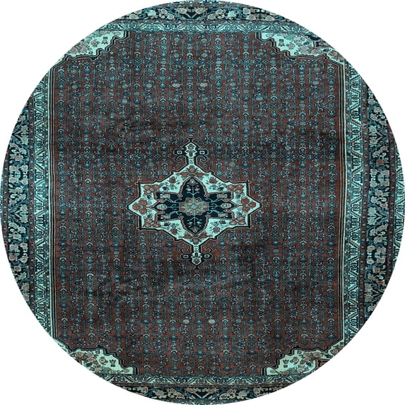Ahgly Company Indoor Round Persian Light Blue Traditional Area Rugs, 8' Round