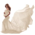 thumbnail image 1 of asdoklhq Maternity Dresses for Women,Women Pregnants Photography Props Off Shoulder Sleeveless Maternity Solid Dress, 1 of 2