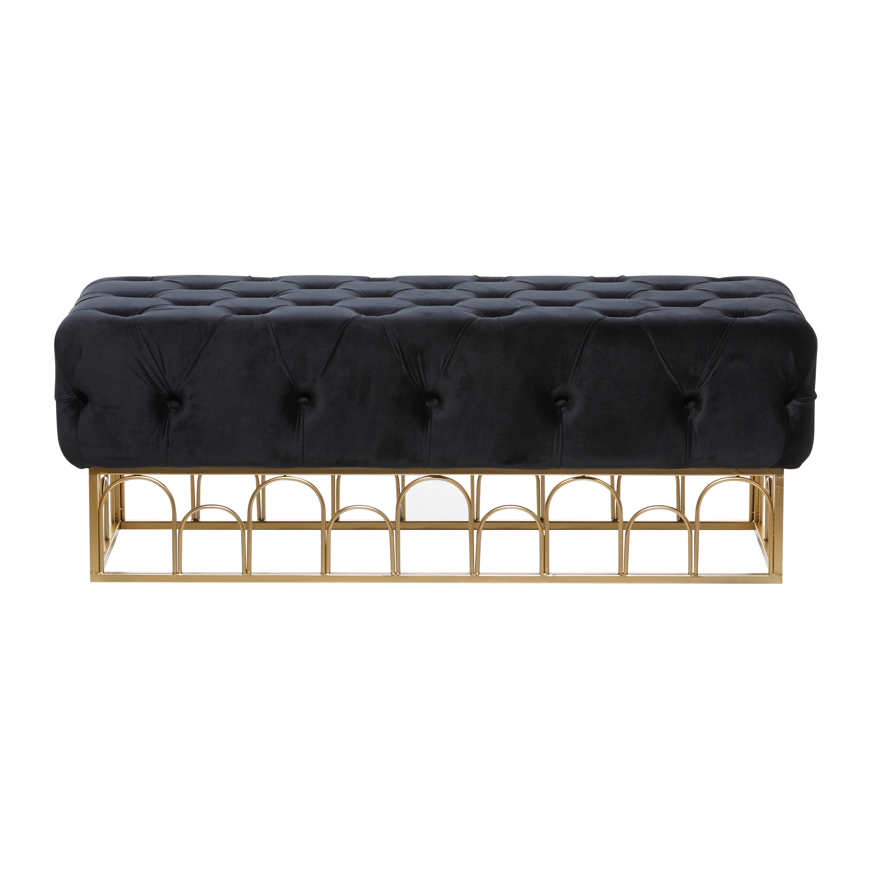 DecMode Metal Bench with Gold Base, Black