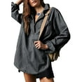thumbnail image 2 of Gkeoshab Christmas Sweatshirt Women's Basic Solid Color Long Sleeve T-Shirt - Stretch Comfort Fit Crewneck Layering Top for Everyday Casual and Underwear Essentials Grey XXL, 2 of 5
