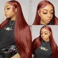 thumbnail image 2 of Perruque Cheveux Huamn Rouge Brun 33 Couleurs 134HD Dentelle Transparente, 2 of 5
