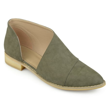 Brinley Co. Women's Faux Leather Almond Toe D'orsay Flats