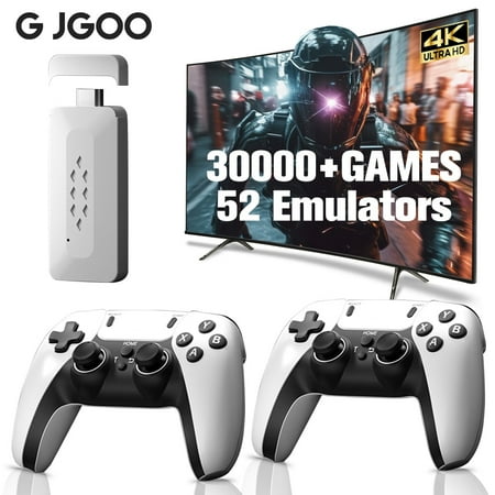JGOO Retro Video Game Console with 30000+ Games Wireless 4K 64GB Arcade Classic Game Console with 52 Emulators and 2 Joysticks Game Console and TV Controller