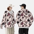 thumbnail image 4 of Kdxio Chandail à Capuchon Rétro Rouge Noir Imprimé Roses Protection Solaire pour Activités Extérieures Hommes Femmes Léger à Fermeture Éclair Coupe-Vent UPF 50+ Protection UV-Moyen, 4 of 7