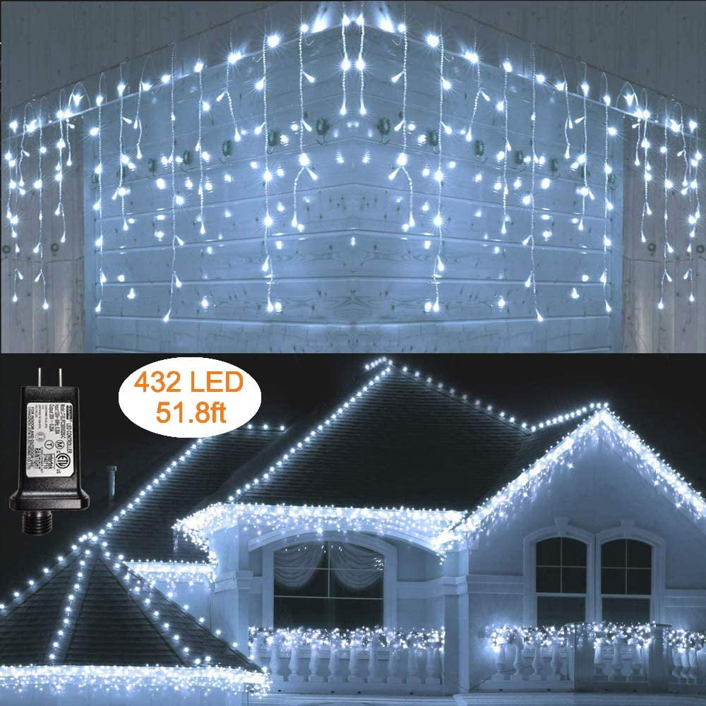 12 Ft Lighted Colorful Icicle String Lights Fence Porch Winter Christmas Decor 
