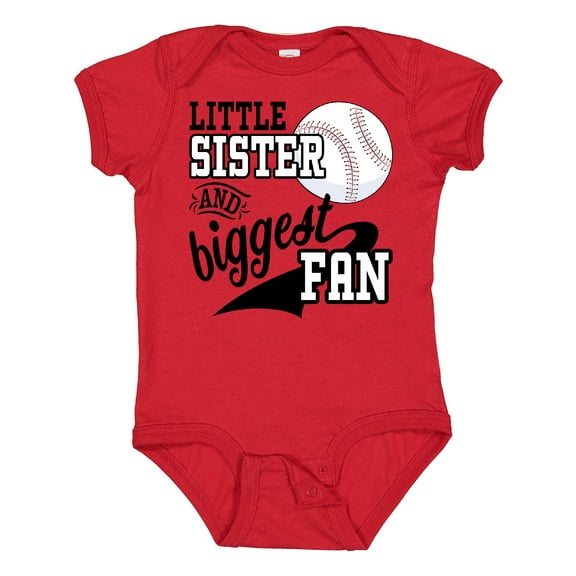 Inktastic Little Sister and Biggest Baseball Fan Girls Baby Bodysuit