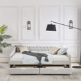 thumbnail image 4 of Harper & Bright Designs Queen Size Upholstered Daybed with Drawers, Tufted Sofa Bed Frame with Waved Shape Arms for Living Room and Bedroom, Beige, 4 of 15