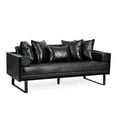 thumbnail image 2 of Noble House Gould Faux Leather Upholstered Oversized Loveseat with Accent Pillows, Midnight Black and Black, 2 of 8