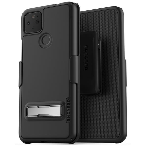 Encased Slimline for Pixel 5a 5G Belt Case with Kickstand, Ultra Thin Cover with Holster Clip for Google Pixel 5a 5G - Black