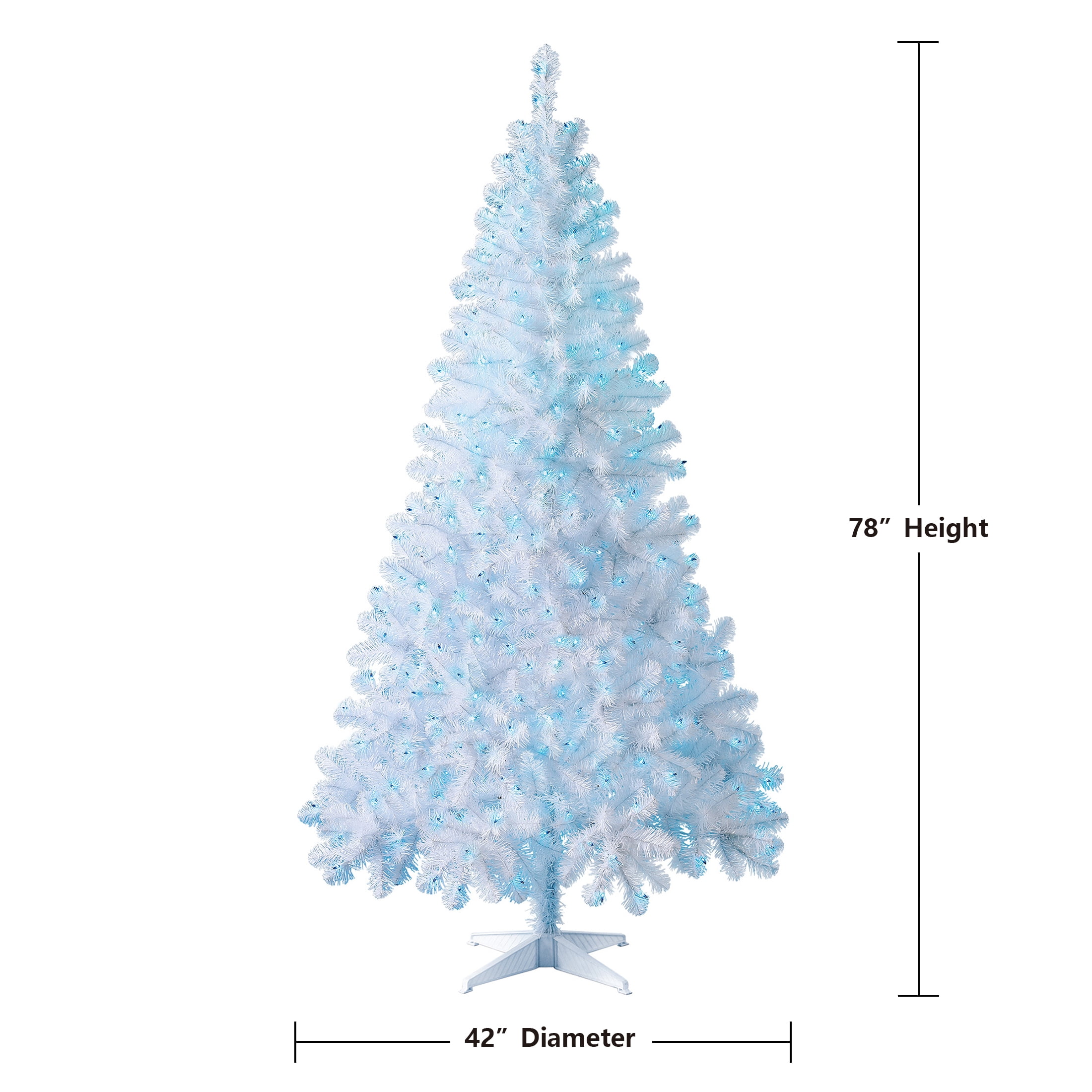 6.5 ft Pre-Lit Madison Pine White Artificial Christmas Tree, Blue