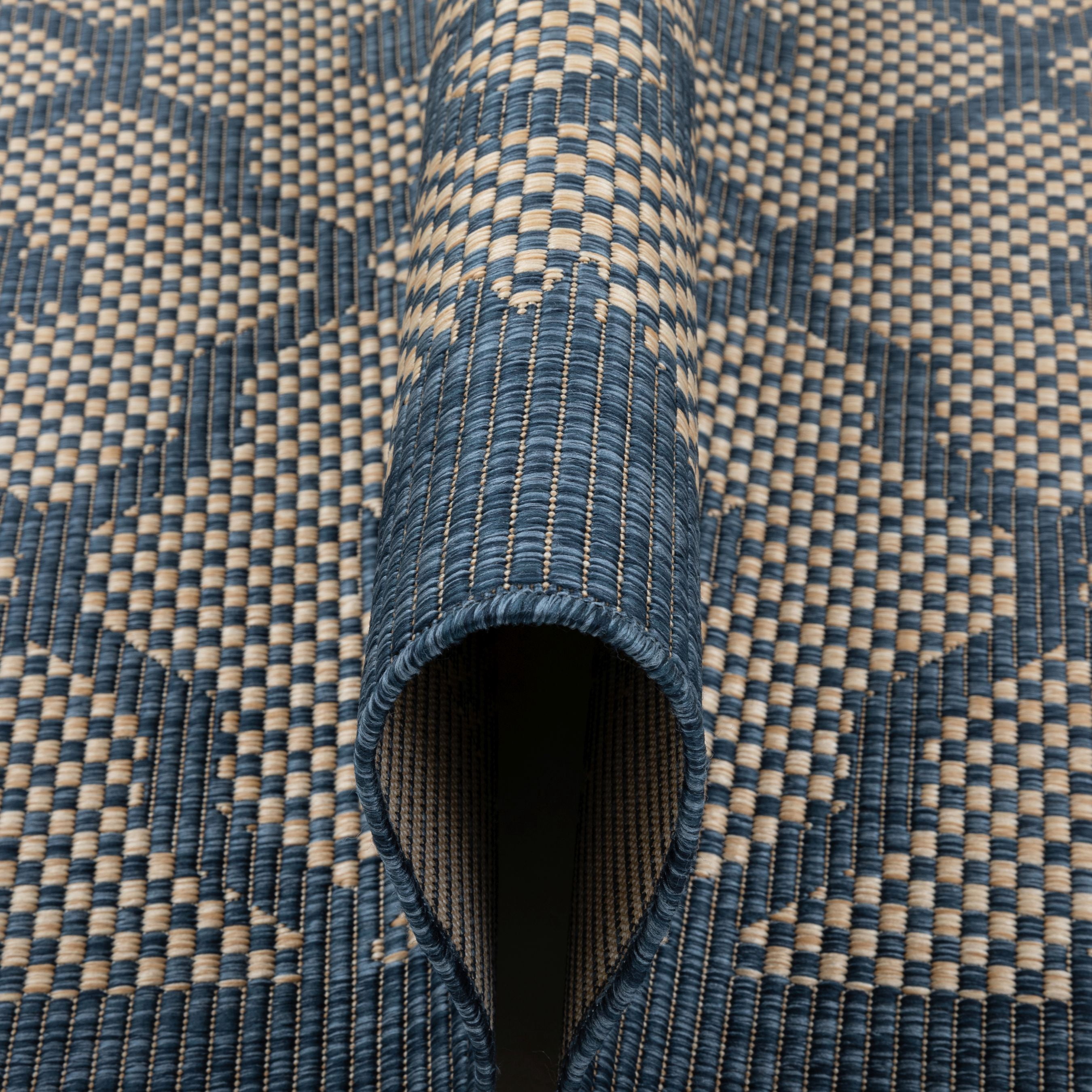 Well Woven Medusa Sol Lattice Trellis Blue 7'10" x 9'10" Indoor/Outdoor Flat-Weave Area Rug