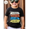 thumbnail image 1 of Camiseta para niño con estampado de letras "Seryly Handsome And Awesome", suave, versátil, cuello redondo y manga corta, 1 of 7