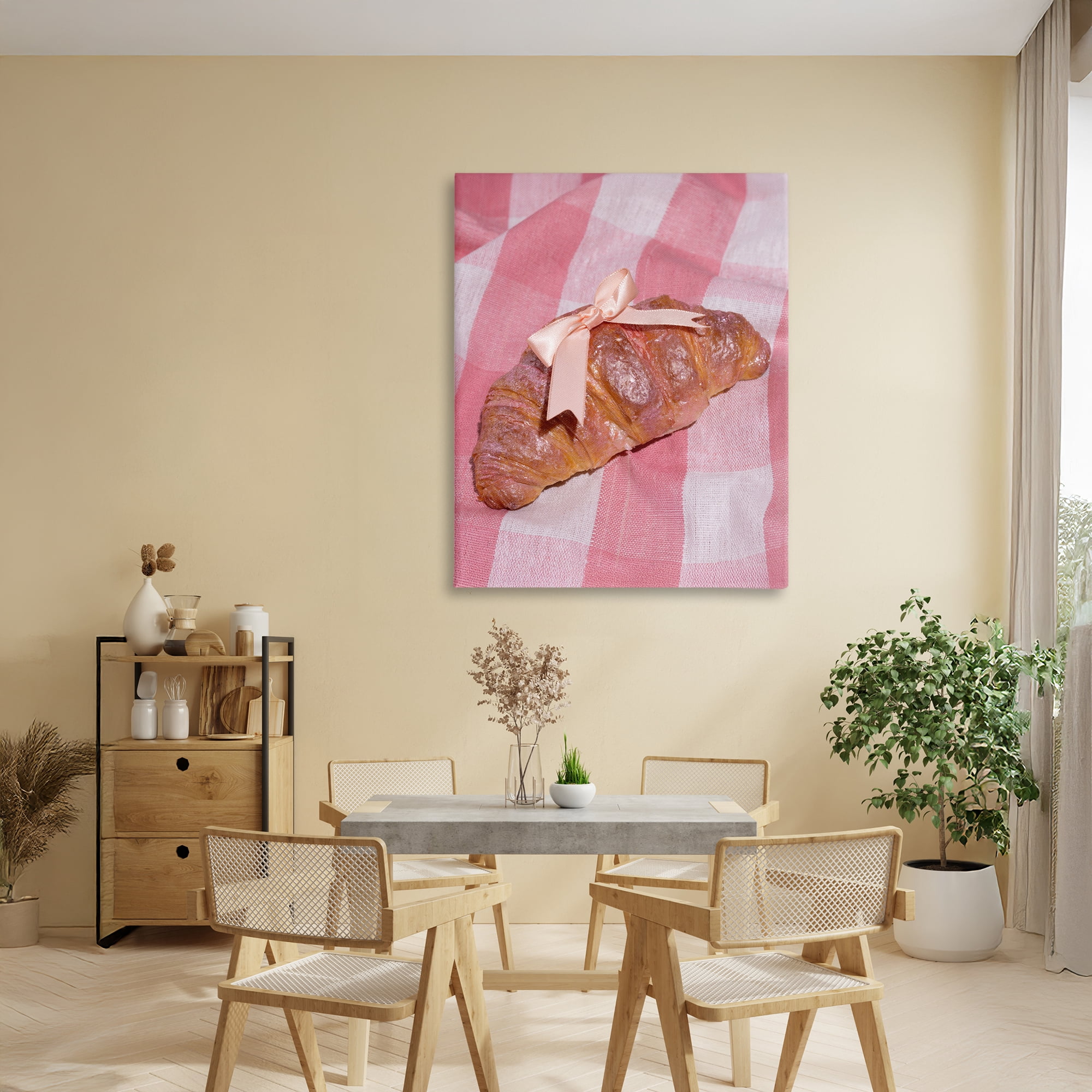 Stupell Industries Glam Ribbon Croissant Canvas Wall Art, design by LISH Creative