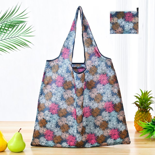 Bolsa de compras plegable con capacidad, bolsa de supermercado, bolsa de almacenamiento impresa, bolsa portátil