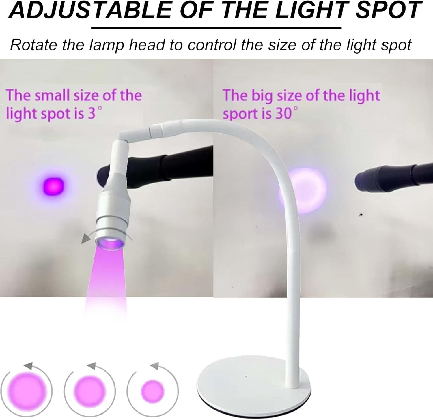 5W 395-400nm UV Cure lamp for Eyelash Extension, Lash Lamp with Foot Switch, 360° Adjustable Metal Bracket, 1-2sfast Curing, Gel Polish Curing Light for Home and Nail Salon