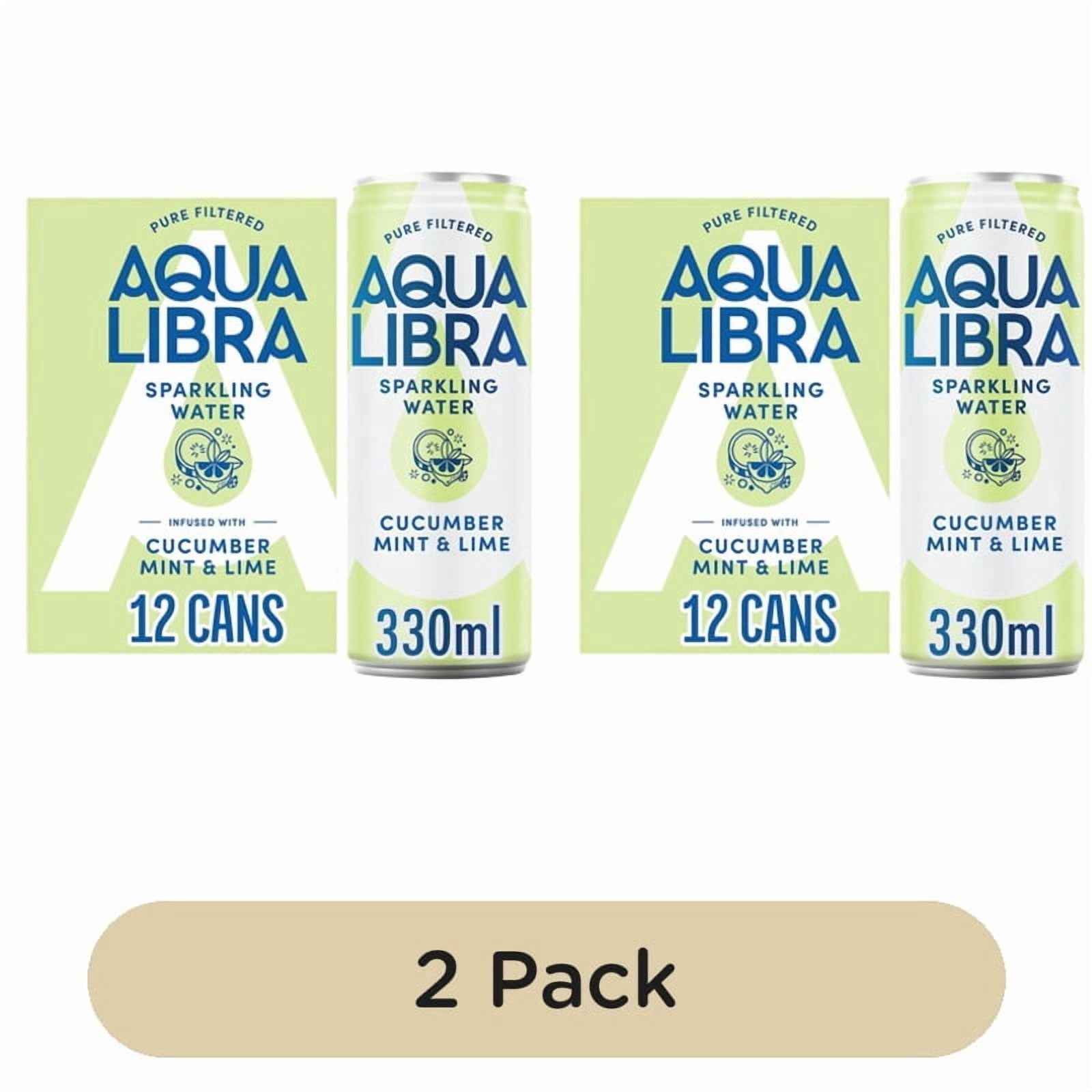Aqua Libra Cucumber, Mint & Lime Infused Sparkling Water 12 x 330ml, British Import (Pack of 2)