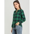 thumbnail image 4 of INSPIRE CHIC Camisa vintage abotonada para mujer Blusa a cuadros con cuello dividido Tops Verde oscuro S, 4 of 6
