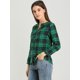 thumbnail image 4 of INSPIRE CHIC Camisa vintage abotonada para mujer Blusa a cuadros con cuello dividido Tops Verde oscuro S, 4 of 6