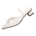 thumbnail image 2 of Samdudou Dress Shoes for Women Elegant Closed Pointed Toe Low Block Heel Slip On Mules Delicate Bow Accent Elastic Ankle Strap Office Work Pumps Evening Party Footwear, 2 of 9