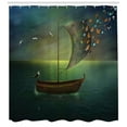 thumbnail image 3 of Ambesonne Marine Shower Curtain, Boat Sailing in a Calm Sea, 69"Wx70"L, Multicolor, 3 of 3