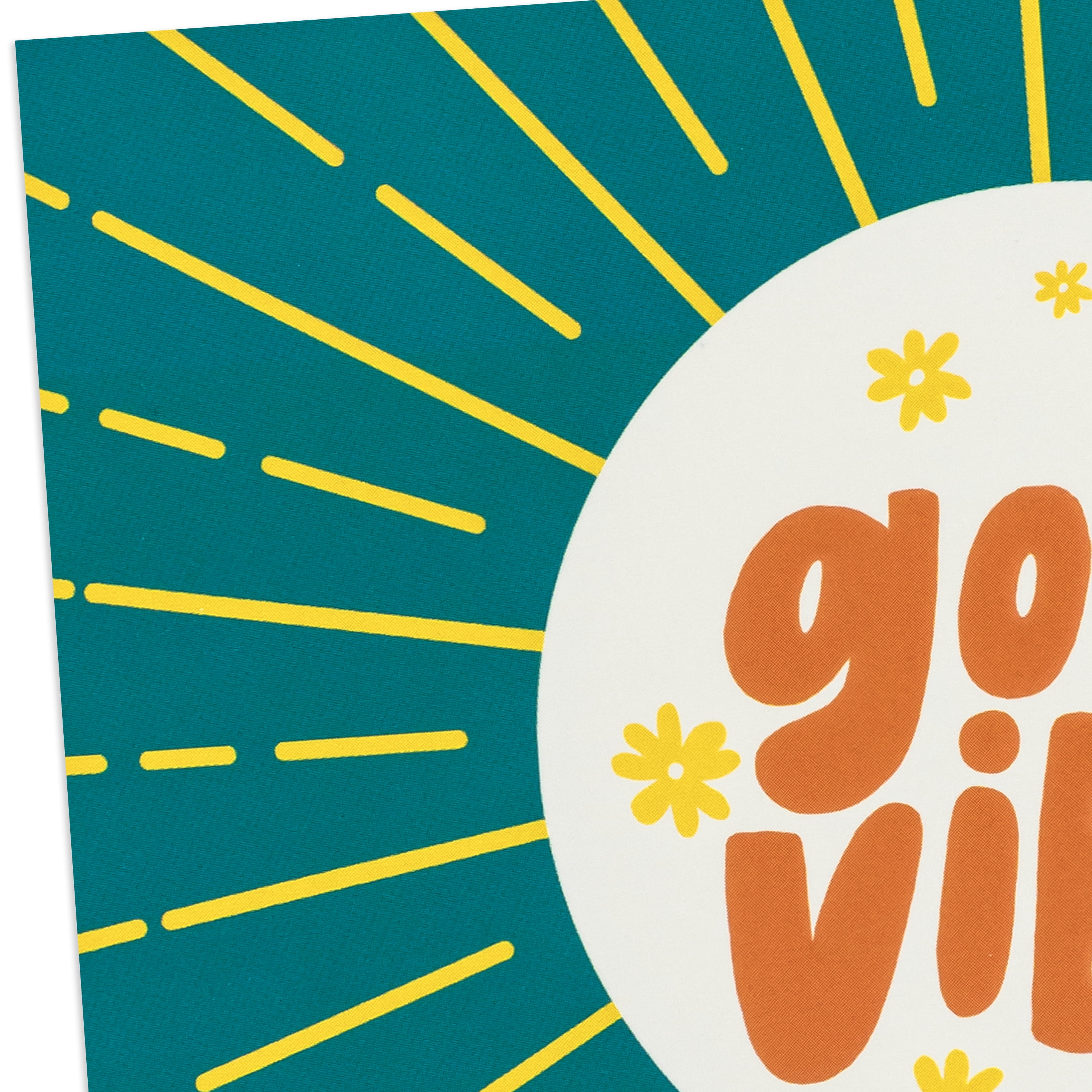 Hallmark Blank Notes (Good Vibes Yellow Rays on Green), 10 Count