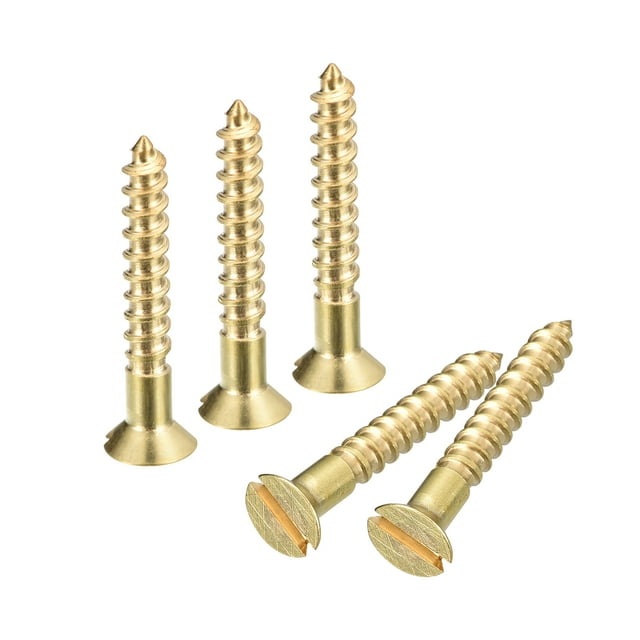 Unique Bargains Lot de 100 Vis M3 x 20 mm en Laiton à Tête Plate Rainurées pour Bois, Vis Auto-Taraufantes