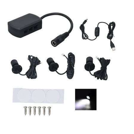 

Mini LED Spot Lights 5V USB Showcase Display Light 1 to 3 Dimmable Small Cabinet Light for Jewelry Collection Black White Light