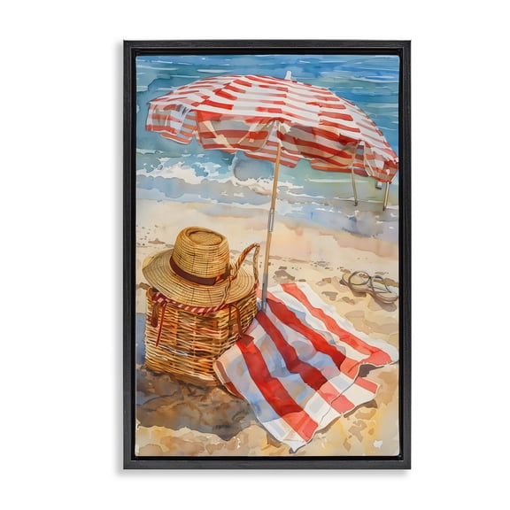 Stupell Industries Shabby Chic Classic Beach Vibe Black Floating Frame Canvas Art, 17 x 25, by LSR Design Studio