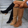 thumbnail image 1 of LOVZFMLL Cowboy Boots for Women Mid Calf Winter Boots Side Zipper Pointy Toe Slip Resistant Mid Block Heel Fall Winter Fashion, 1 of 9