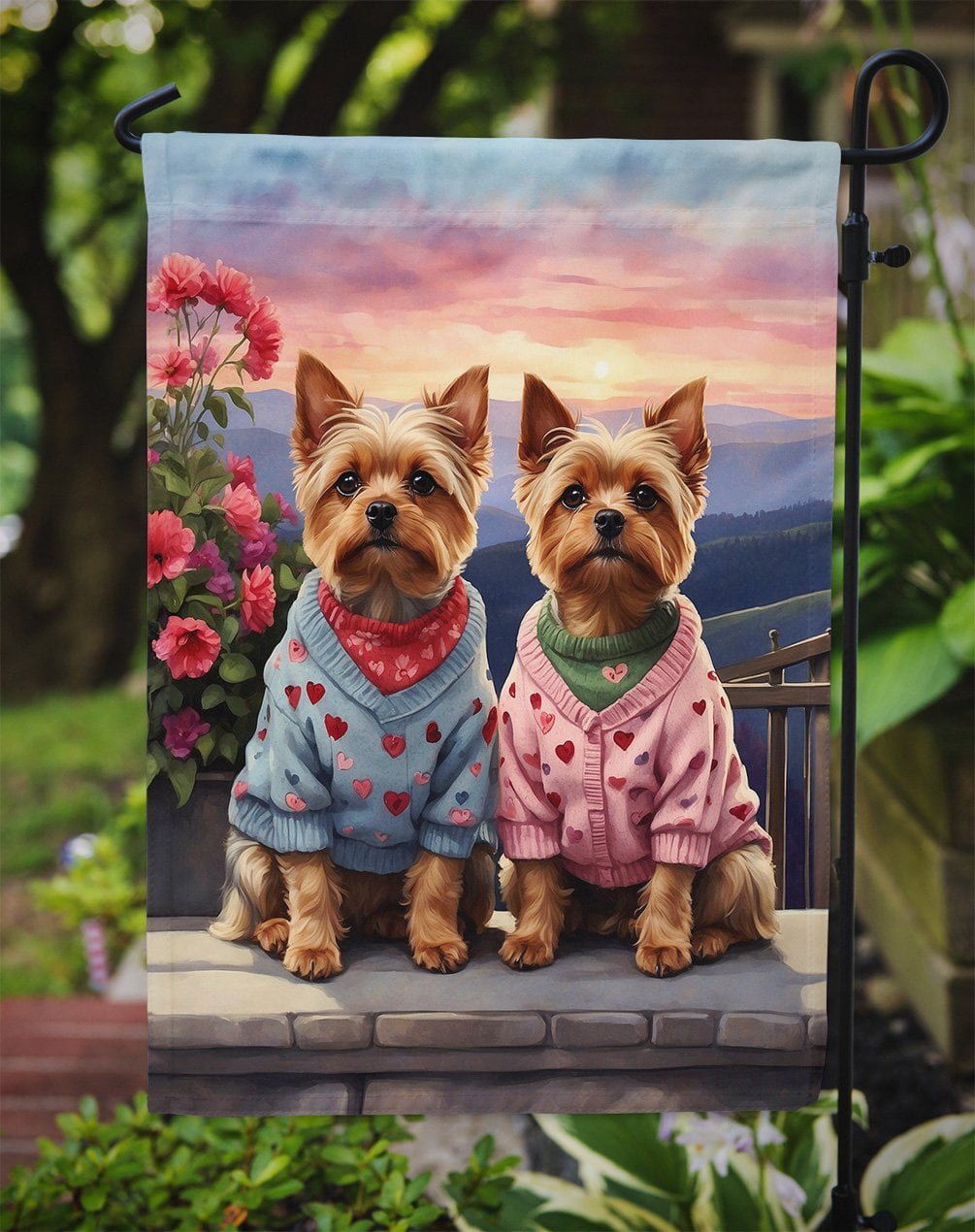 Yorkshire Terrier Two Hearts Garden Flag 11.25 in x 15.5 in