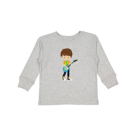 

Inktastic Rock Boy Brown Hair Guitar Player Band Music Gift Toddler Boy Girl Long Sleeve T-Shirt