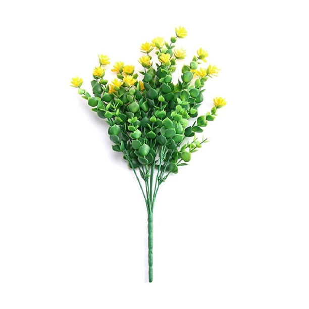 Decoraciones de flores artificiales Billuyoard ramo de eucalipto siete puntas amarillo
